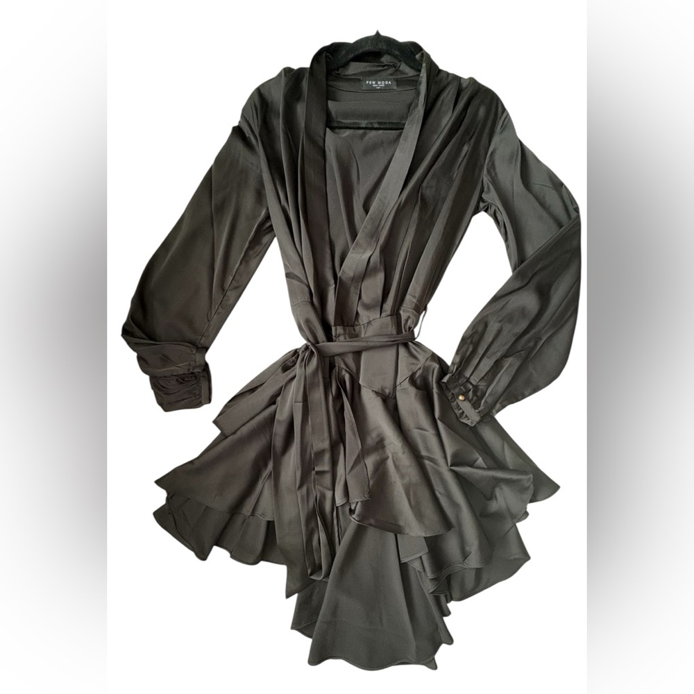 FEW MODA - Black Long Sleeve Wrap Dress
